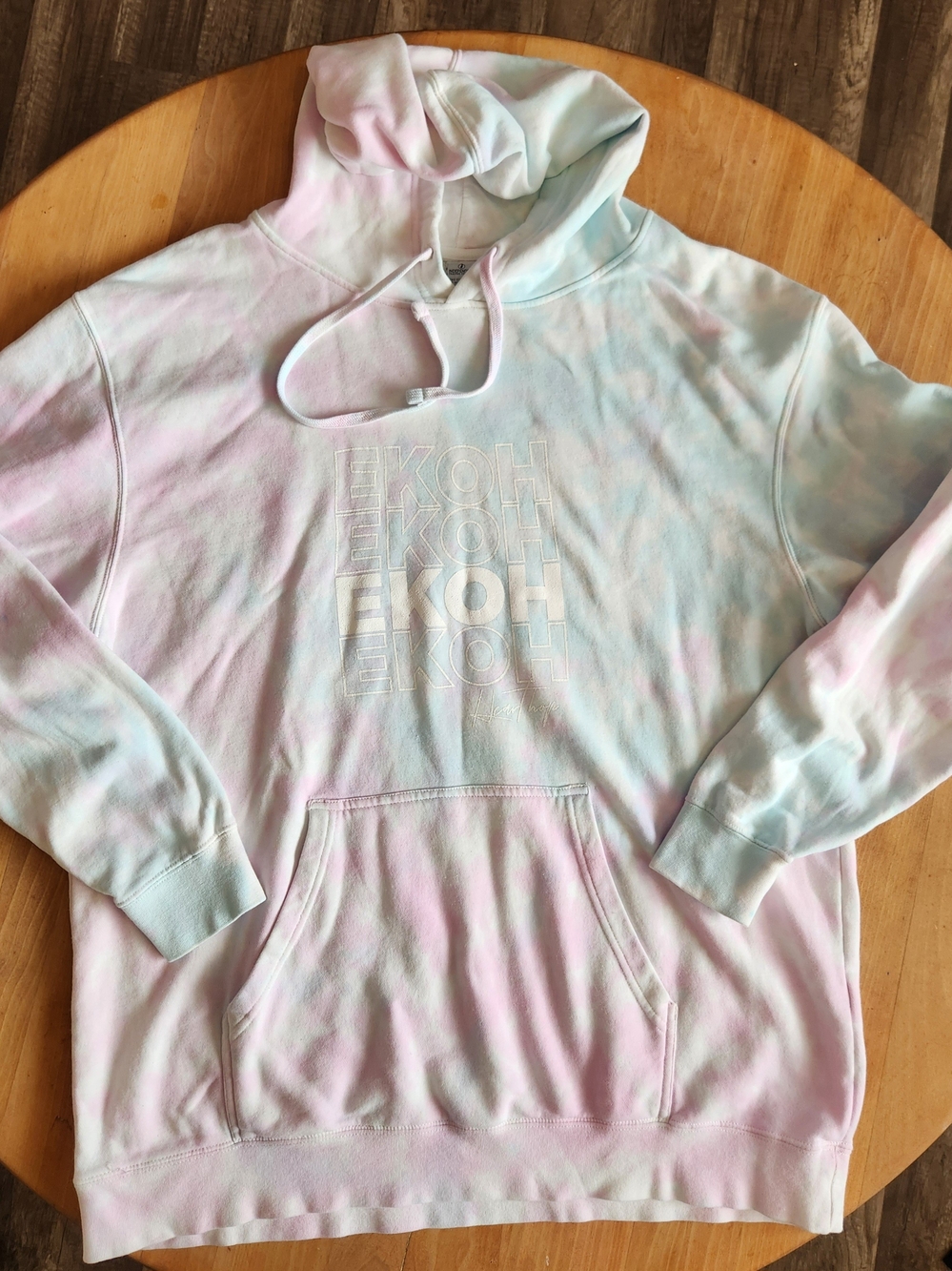 Soft Pastel Tie-Dye Hoodie Sweatshirt - Pink & Blue
